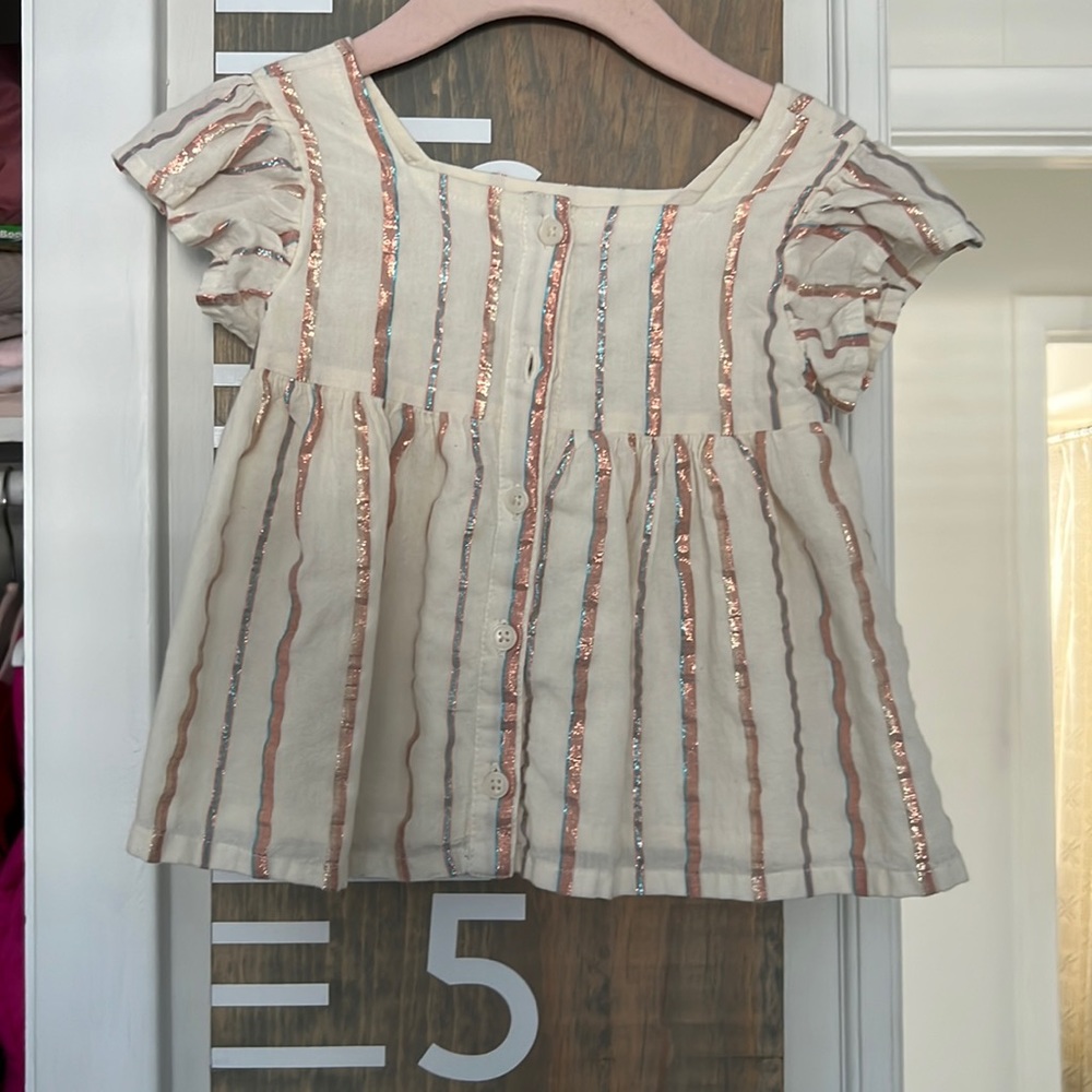18-24M Blouse with Sparkly Rose Gold Stripes